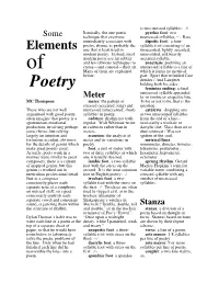 Poetry, Rhyme, Is Probably the Syllable Foot Consisting of an Elements One That Is Least Used in Unaccented, Lightly Accented, Modern Poetry