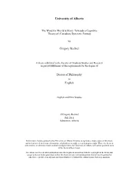 Towards a Cognitive Theory of (Canadian) Syncretic Fantasy By