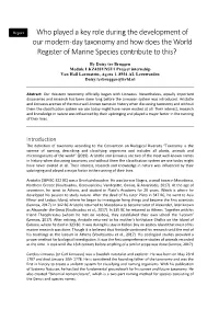 Who Played a Key Role During the Development of Our Modern-Day Taxonomy and How Does the World Register of Marine Species Contribute to This?