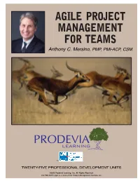 AGILE PROJECT MANAGEMENT for TEAMS Anthony C