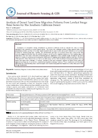 Analysis of Desert Sand Dune Migration Patterns from Landsat