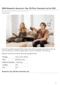 DISH Network's America's Top 120 Plus Channels List for 2021