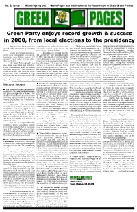 Green Party Enjoys Record Growth & Success in 2000, from Local