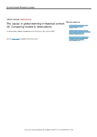 In Global Warming in Historical Context: - a Proposed Exogenous Cause of the Global Temperature Hiatus (II)