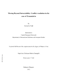 Moving Beyond Intractability: Conflict Resolution in the Case of Transnistria