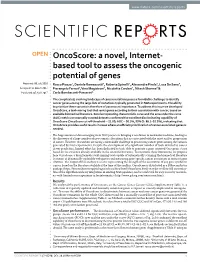 Oncoscore: a Novel, Internet-Based Tool to Assess the Oncogenic Potential of Genes