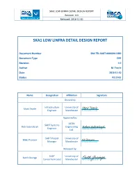 SKA1 LOW LINFRA DETAIL DESIGN REPORT Revision: 4.0 Released: 2018-11-20