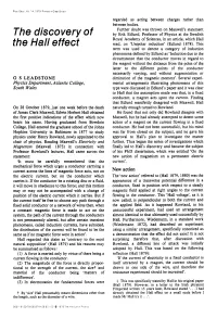 The Discovery of the Hall Effect