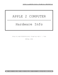 Apple 2 Computer Family Technical Information