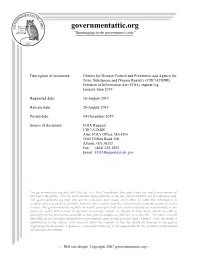 CDC/ATSDR) Freedom of Information Act (FOIA) Request Log January-June 2019