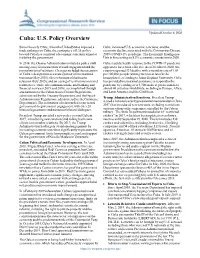 Cuba: U.S. Policy Overview