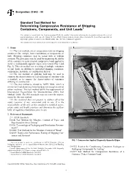 Determining Compressive Resistance of Shipping Containers, Components, and Unit Loads1
