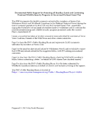 Documented Public Support for Protecting All Roadless Lands and Continuing Promised Wildlife Security Programs in the Revised Flathead Forest Plan