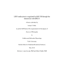 LRP1 Endocytosis Is Regulated by KIF13B Through the Interaction with Hdlg1