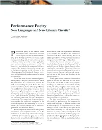 Performance Poetry New Languages and New Literary Circuits?