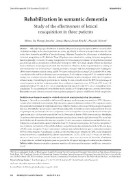 Rehabilitation in Semantic Dementia Study of the Effectiveness of Lexical Reacquisition in Three Patients