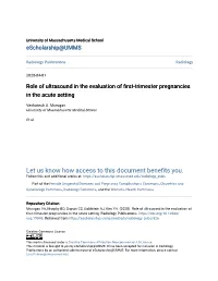Role of Ultrasound in the Evaluation of First-Trimester Pregnancies in the Acute Setting