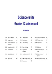 Science Units Grade 12 Advanced