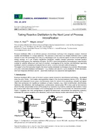 Taking Reactive Distillation to the Next Level of Process Intensification, Chemical Engineering Transactions, 69, 553-558 DOI: 10.3303/CET1869093 554