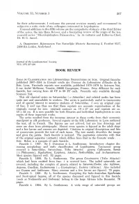 ESSAI DE CLASSIFICATION DES LEPIDOPTERES PRODUCTEURS DE Sole
