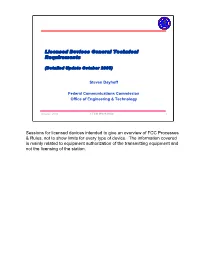 Licensed Devices General Technical Requirements