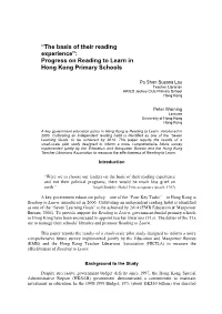 Progress on Reading to Learn in Hong Kong Primary Schools