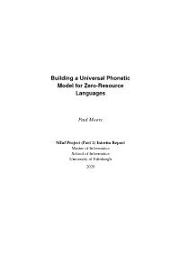 Building a Universal Phonetic Model for Zero-Resource Languages