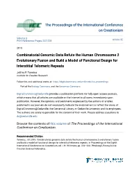 Combinatorial Genomic Data Refute the Human Chromosome 2 Evolutionary Fusion and Build a Model of Functional Design for Interstitial Telomeric Repeats