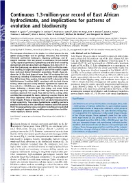 Continuous 1.3-Million-Year Record of East African Hydroclimate, and Implications for Patterns of Evolution and Biodiversity