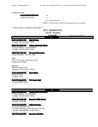 EPA Administrator Lisa P. Jackson Schedule