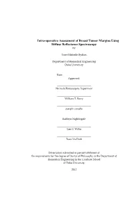 Intra-Operative Assessment of Breast Tumor Margins Using Diffuse Reflectance Spectroscopy By
