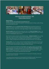 Patchwork and Quilting Holidays - 2021 Project Choices & Kit List