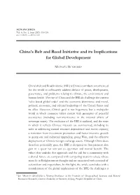 China's Belt and Road Initiative and Its Implications for Global Development