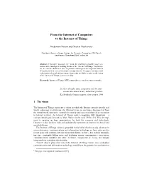 From the Internet of Computers to the Internet of Things