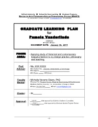 GRADUATE LEARNING PLAN for Pamela Vanderlinde