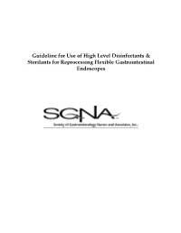 Guideline for Use of High Level Disinfectants & Sterilants For