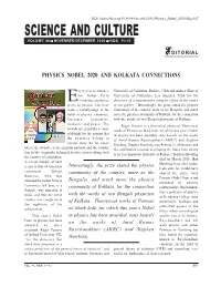 Physics Nobel 2020 and Kolkata Connections