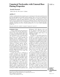 "Unnatural Nucleosides with Unusual Base Pairing Properties"
