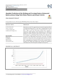 Absolute Prediction of the Melting and Freezing Points of Saturated Hydrocarbons Using Their Molar Masses and Atume’S Series