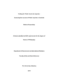 Assessing the Success of Public Inquiries in Australia Marlene