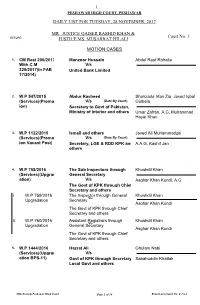 Daily List for Tuesday, 28 November, 2017 Motion