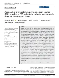 PCR), Quantitative PCR and Metabarcoding for Species‐Specific Detection in Environmental DNA
