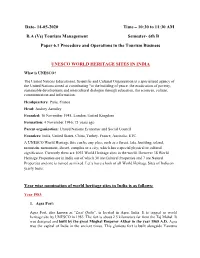 Date- 14-05-2020 Time – 10:30 to 11:30 AM B.A (Vs) Tourism Management Semester- 6Th B Paper 6.1 Procedure