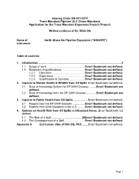 Hearing Order OH-001-2014 Trans Mountain Pipeline ULC (Trans Mountain) Application for the Trans Mountain Expansion Project (Project)