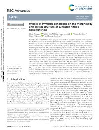 Impact of Synthesis Conditions on the Morphology and Crystal Structure of Tungsten Nitride Nanomaterials