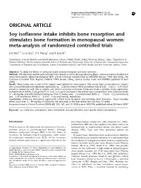Soy Isoflavone Intake Inhibits Bone Resorption and Stimulates Bone Formation in Menopausal Women: Meta-Analysis of Randomized Controlled Trials