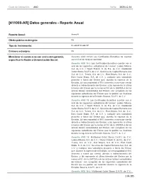 [411000-AR] Datos Generales - Reporte Anual