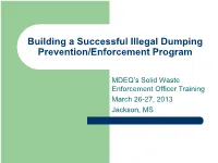 Components of a Successful Illegal Dumping Prevention/Enforcement