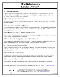 Mild Galactosemia General Overview