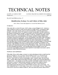 Technical Note 37: Identification, Ecology, Use, and Culture of Sitka